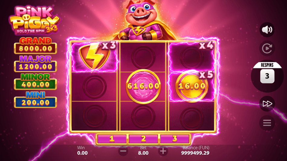 3x3 Pink Piggy Hold The Spin Bonus Game